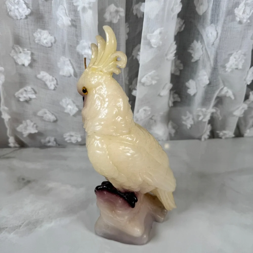 Vintage Cockatoo On Perch Wax Candle‎ Bird Novelty Kitschy